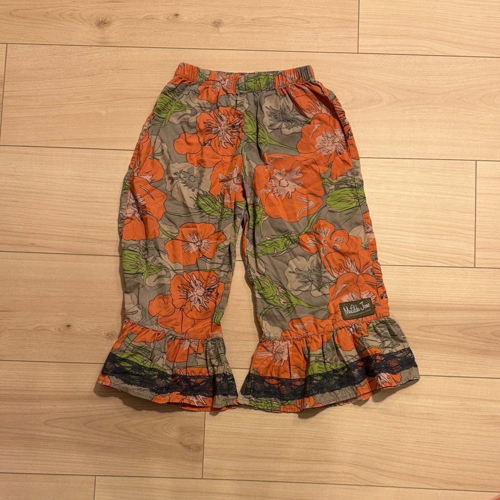 Matilda Jane Orange Floral Ruffle Pants